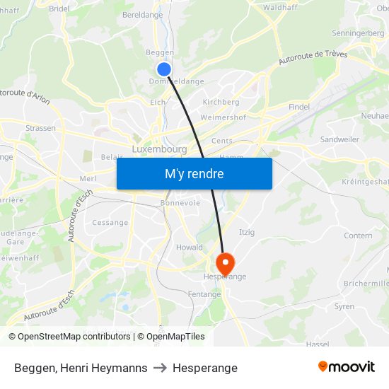 Beggen, Henri Heymanns to Hesperange map