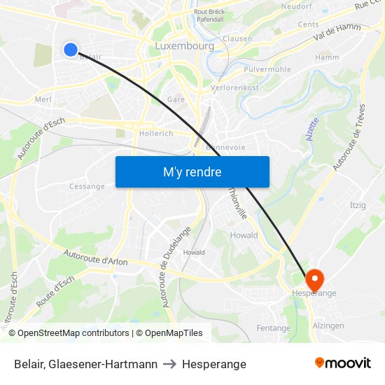 Belair, Glaesener-Hartmann to Hesperange map