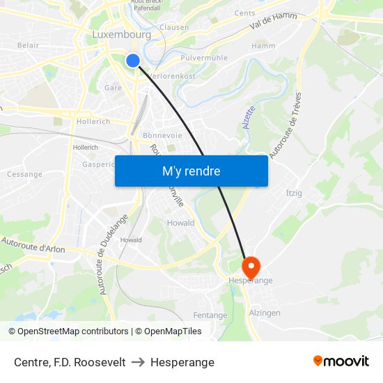 Centre, F.D. Roosevelt to Hesperange map