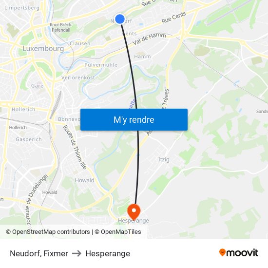 Neudorf, Fixmer to Hesperange map