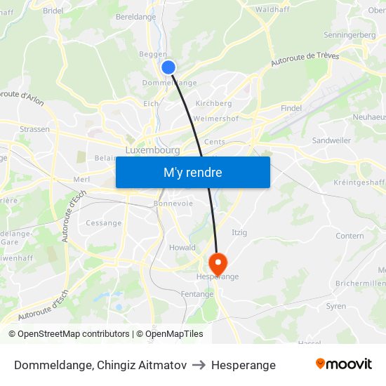 Dommeldange, Chingiz Aitmatov to Hesperange map