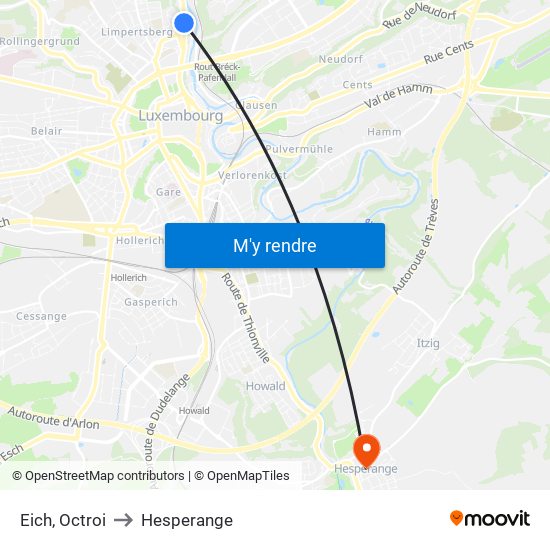Eich, Octroi to Hesperange map