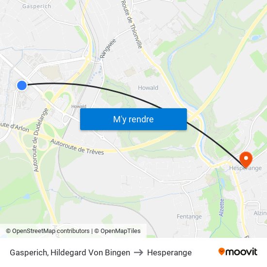 Gasperich, Hildegard Von Bingen to Hesperange map