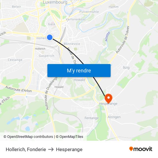 Hollerich, Fonderie to Hesperange map