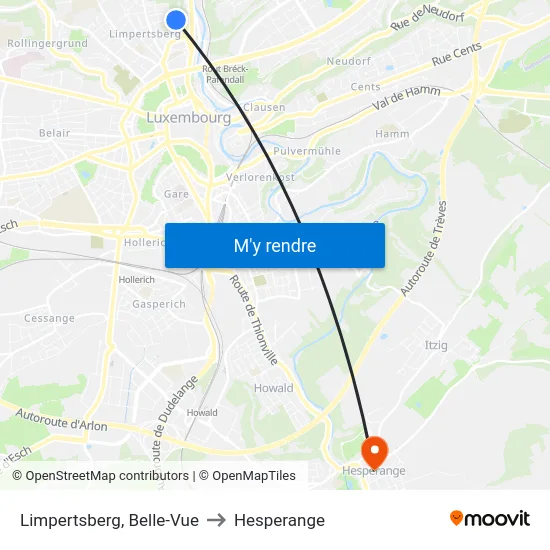 Limpertsberg, Belle-Vue to Hesperange map