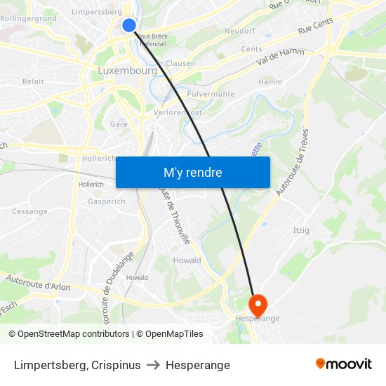 Limpertsberg, Crispinus to Hesperange map