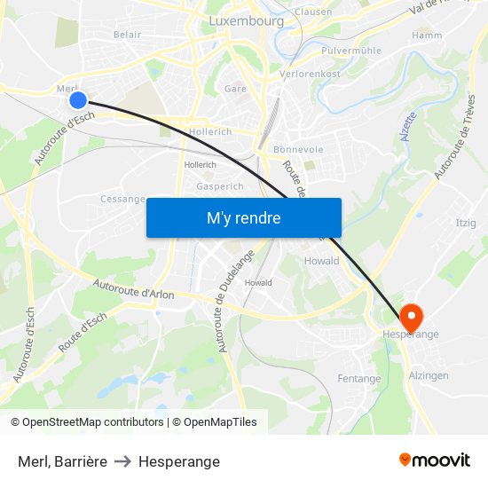 Merl, Barrière to Hesperange map