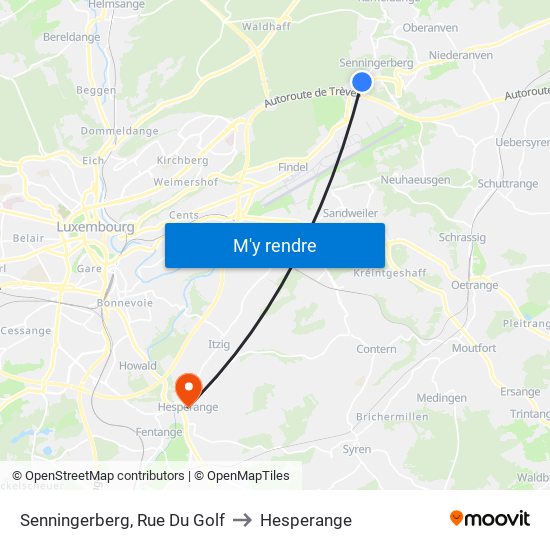 Senningerberg, Rue Du Golf to Hesperange map