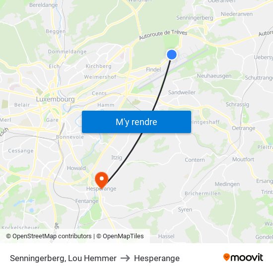 Senningerberg, Lou Hemmer to Hesperange map