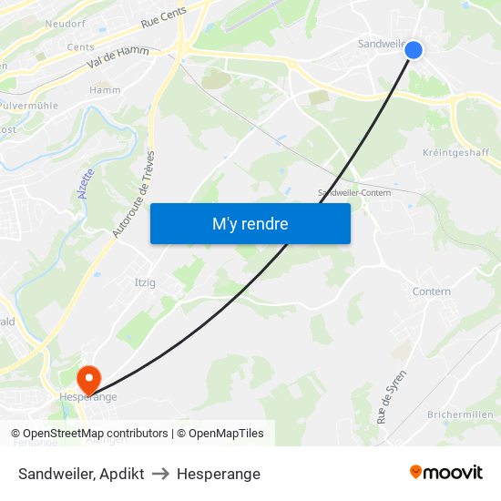 Sandweiler, Apdikt to Hesperange map