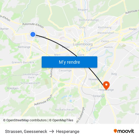 Strassen, Geesseneck to Hesperange map