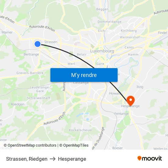 Strassen, Riedgen to Hesperange map