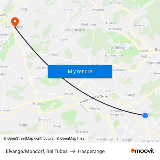 Elvange/Mondorf, Bei Tubes to Hesperange map