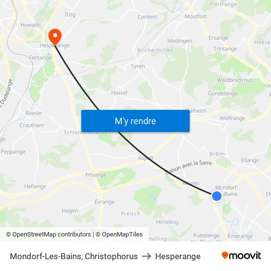 Mondorf-Les-Bains, Christophorus to Hesperange map