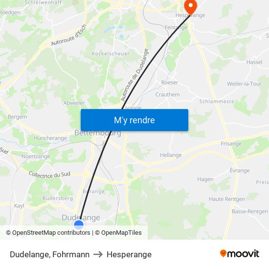 Dudelange, Fohrmann to Hesperange map