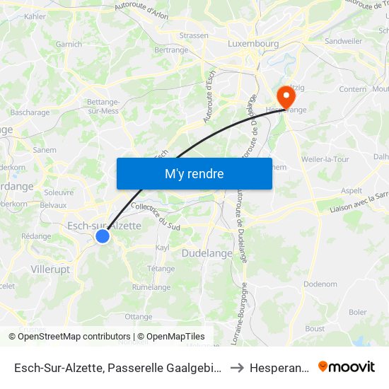 Esch-Sur-Alzette, Passerelle Gaalgebierg to Hesperange map
