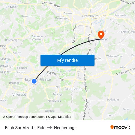 Esch-Sur-Alzette, Eide to Hesperange map