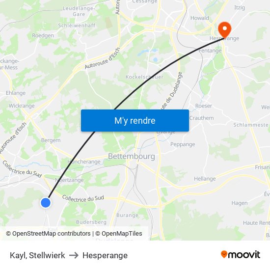 Kayl, Stellwierk to Hesperange map
