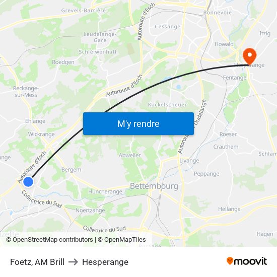 Foetz, AM Brill to Hesperange map