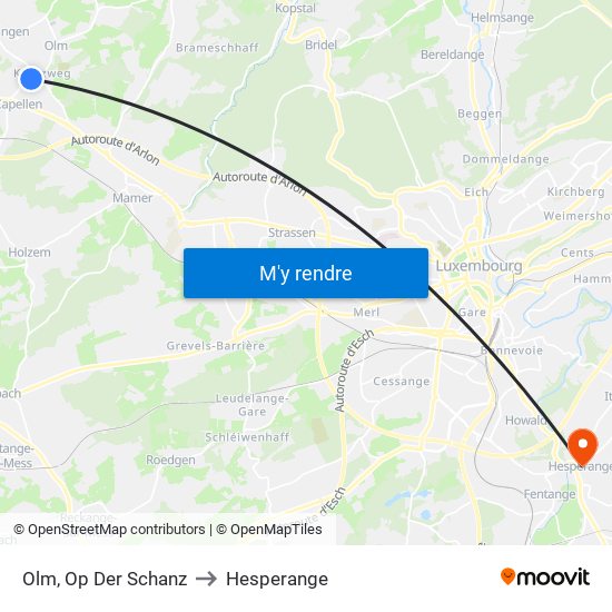 Olm, Op Der Schanz to Hesperange map
