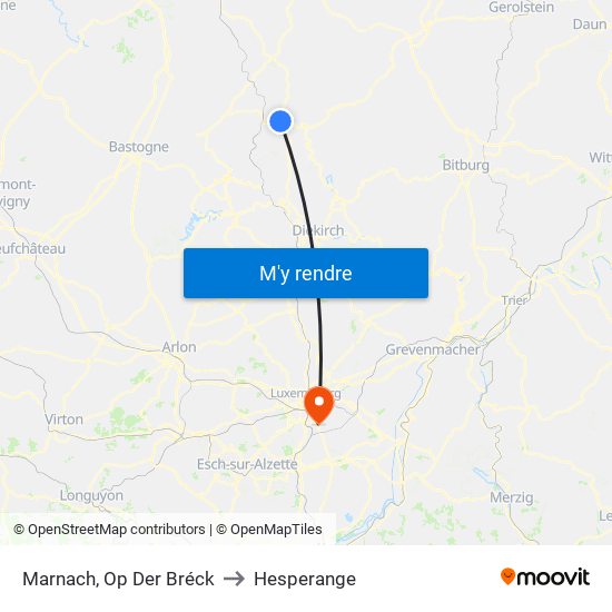 Marnach, Op Der Bréck to Hesperange map