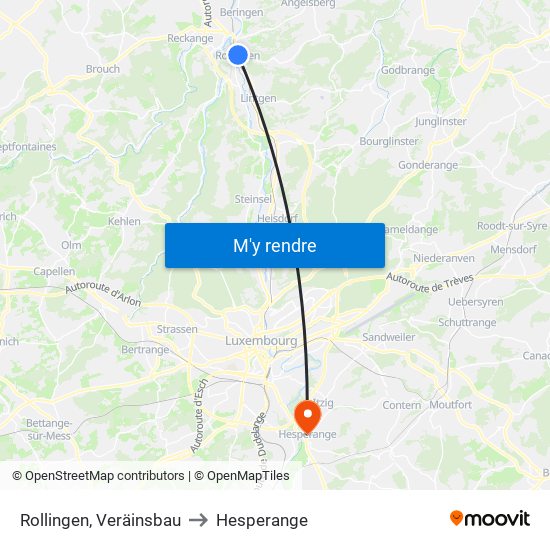 Rollingen, Veräinsbau to Hesperange map