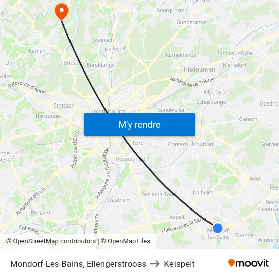 Mondorf-Les-Bains, Ellengerstrooss to Keispelt map