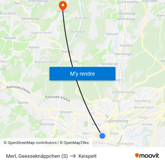 Merl, Geesseknäppchen (S) to Keispelt map