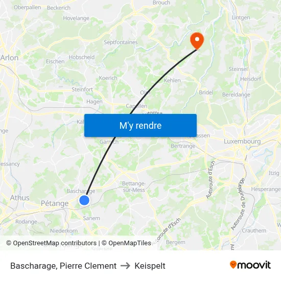 Bascharage, Pierre Clement to Keispelt map