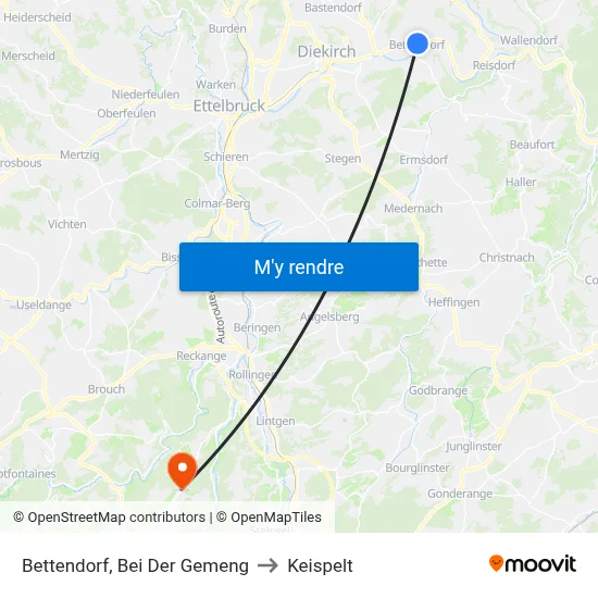 Bettendorf, Bei Der Gemeng to Keispelt map