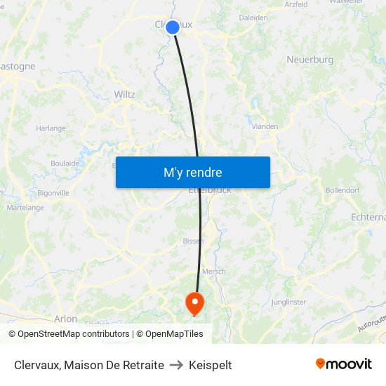Clervaux, Maison De Retraite to Keispelt map