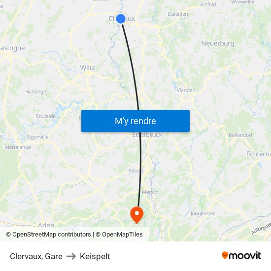 Clervaux, Gare to Keispelt map