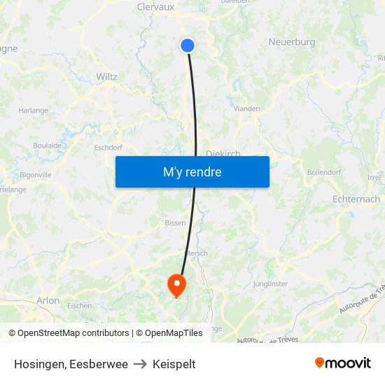 Hosingen, Eesberwee to Keispelt map