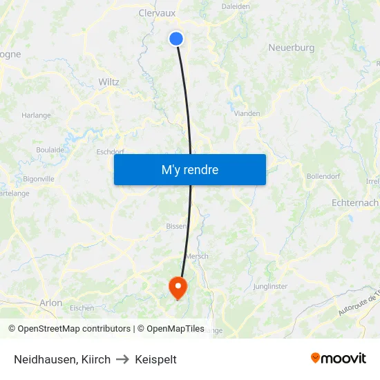 Neidhausen, Kiirch to Keispelt map