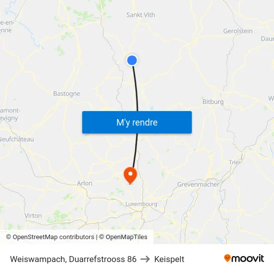 Weiswampach, Duarrefstrooss 86 to Keispelt map