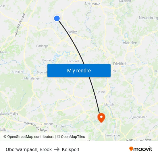 Oberwampach, Bréck to Keispelt map