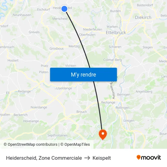 Heiderscheid, Zone Commerciale to Keispelt map