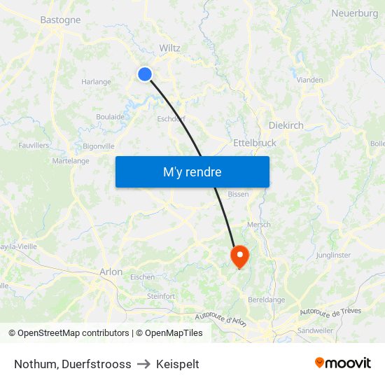 Nothum, Duerfstrooss to Keispelt map