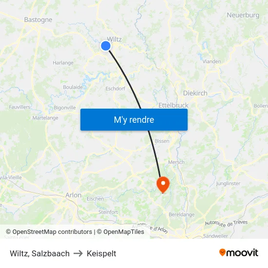 Wiltz, Salzbaach to Keispelt map
