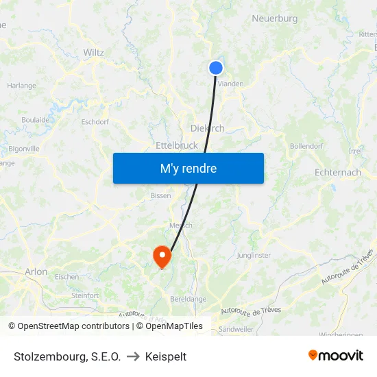 Stolzembourg, S.E.O. to Keispelt map