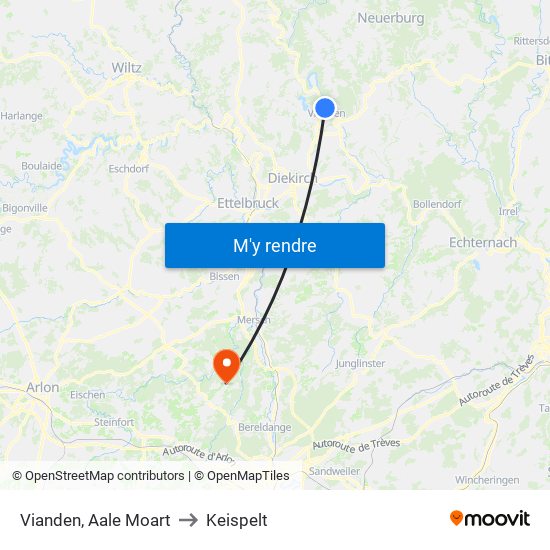 Vianden, Aale Moart to Keispelt map