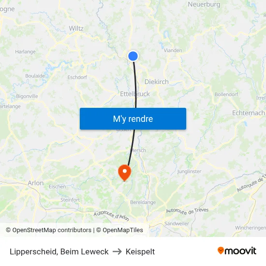 Lipperscheid, Beim Leweck to Keispelt map