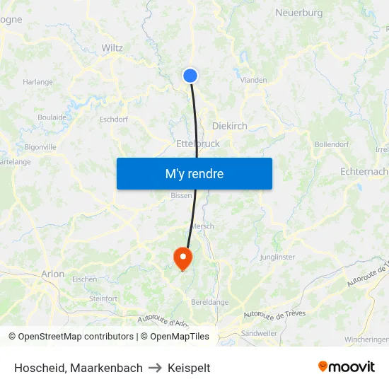 Hoscheid, Maarkenbach to Keispelt map