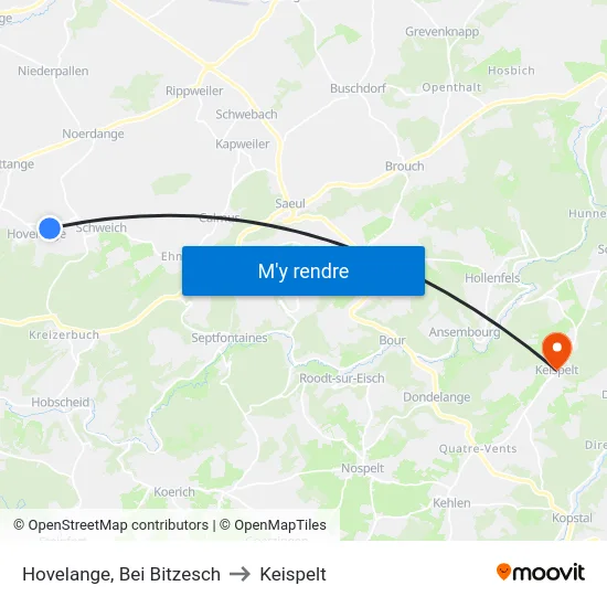 Hovelange, Bei Bitzesch to Keispelt map