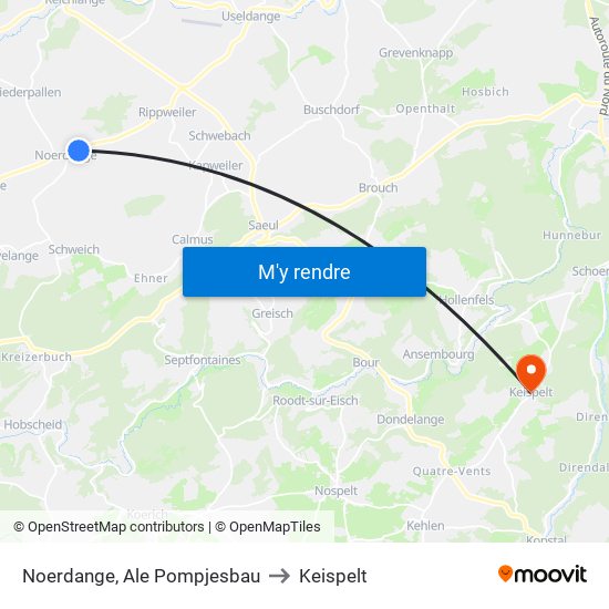 Noerdange, Ale Pompjesbau to Keispelt map