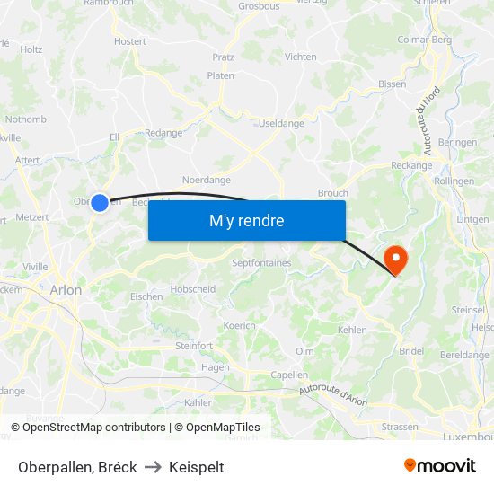 Oberpallen, Bréck to Keispelt map