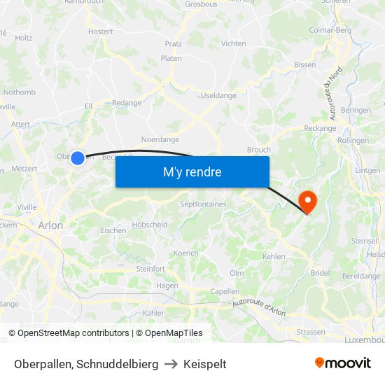 Oberpallen, Schnuddelbierg to Keispelt map