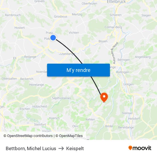 Bettborn, Michel Lucius to Keispelt map
