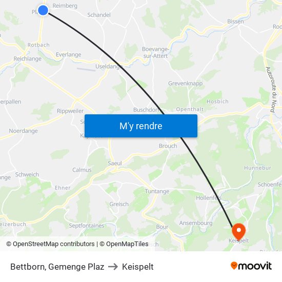 Bettborn, Gemenge Plaz to Keispelt map