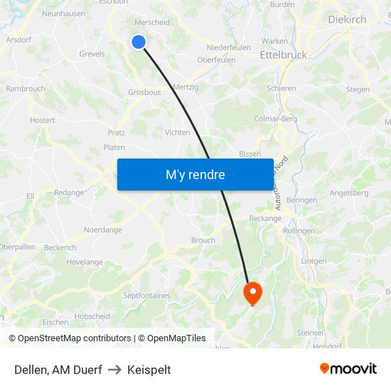 Dellen, AM Duerf to Keispelt map